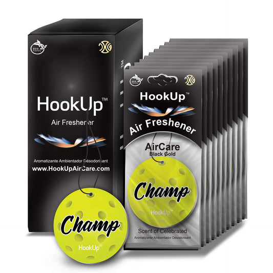 HookUp car air freshener premium scent hanging on rearview mirror