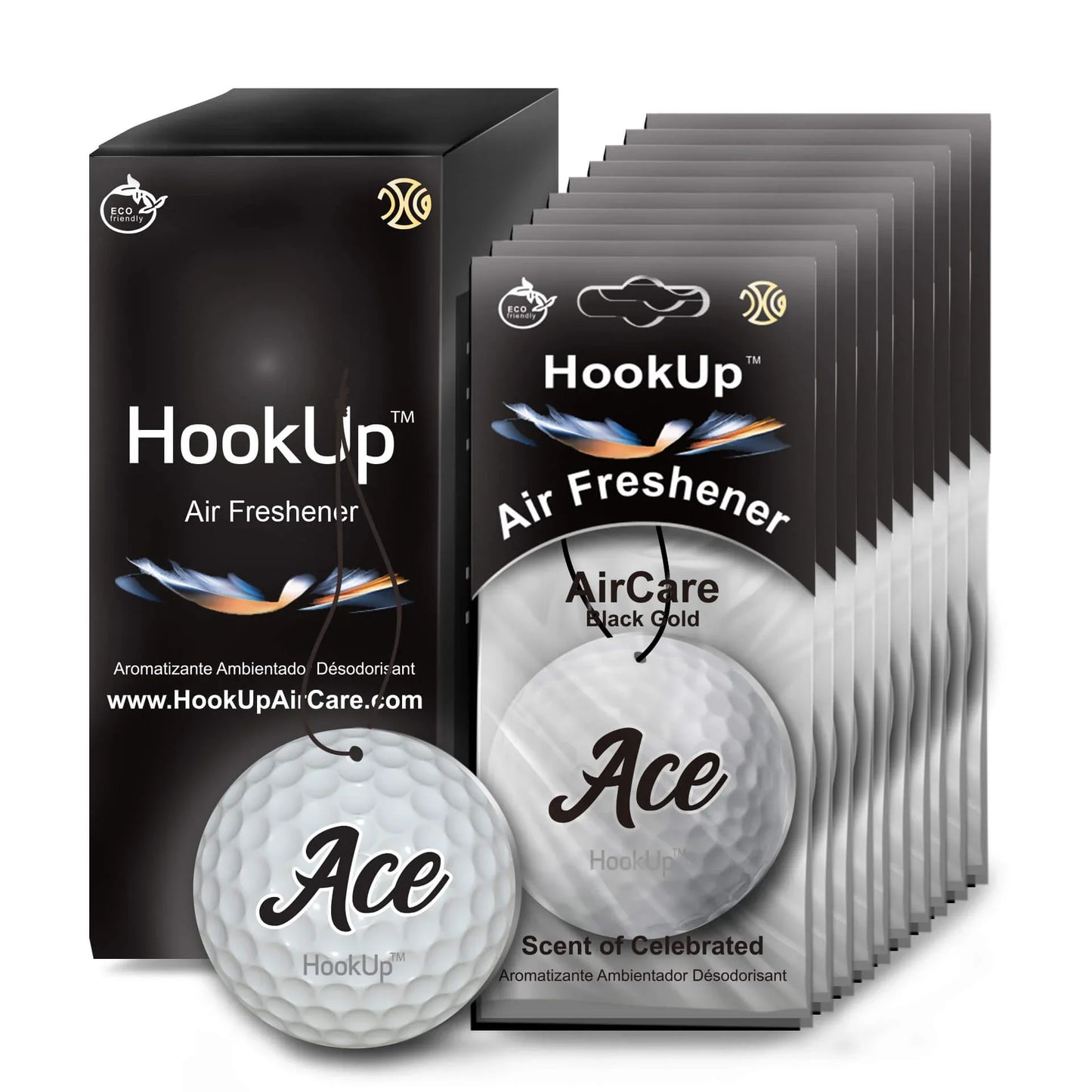 HookUp car air freshener premium scent hanging on rearview mirror