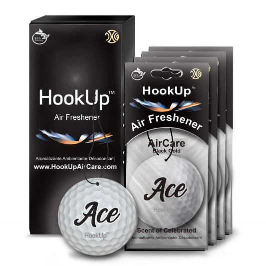 HookUp car air freshener premium scent hanging on rearview mirror