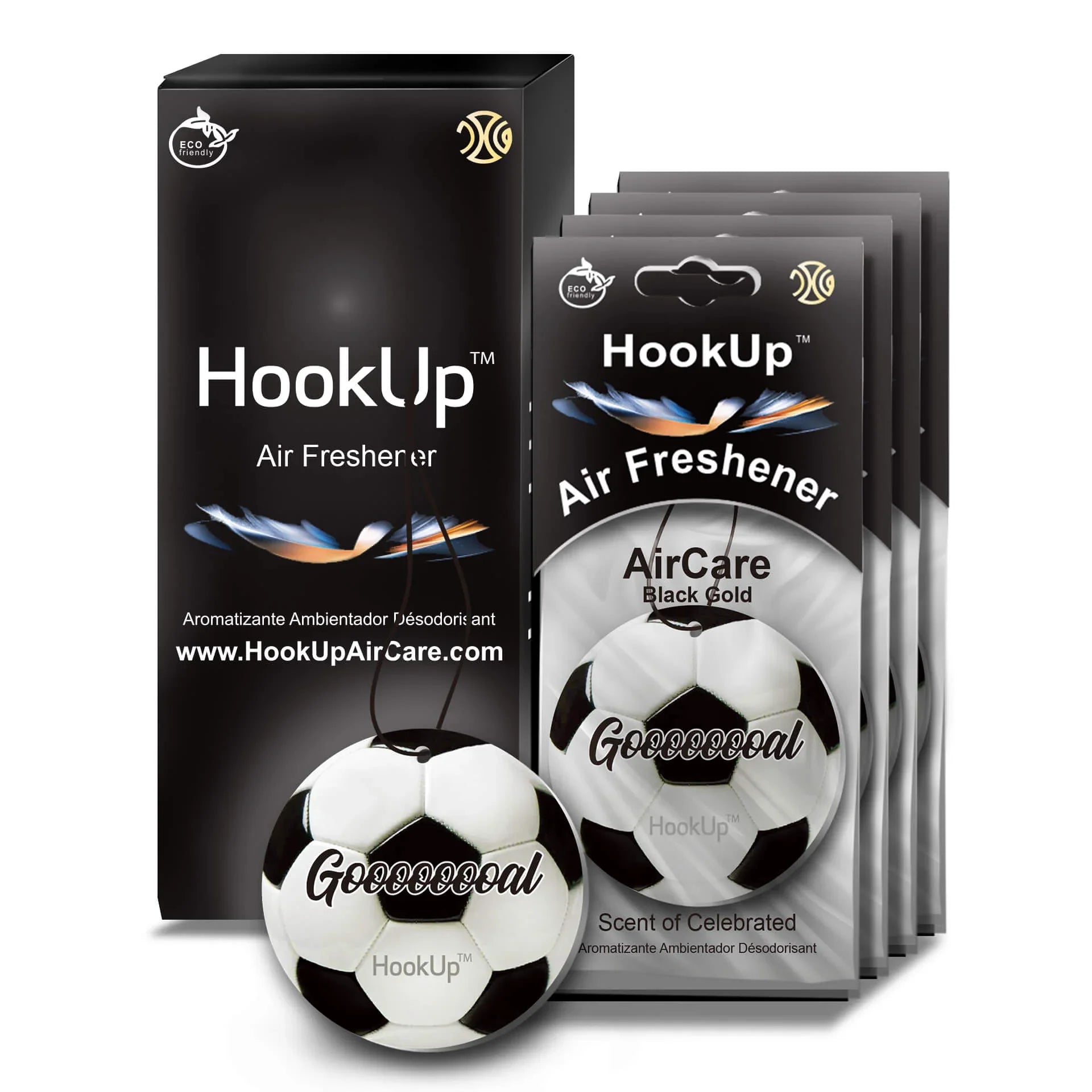 HookUp car air freshener premium scent hanging on rearview mirror