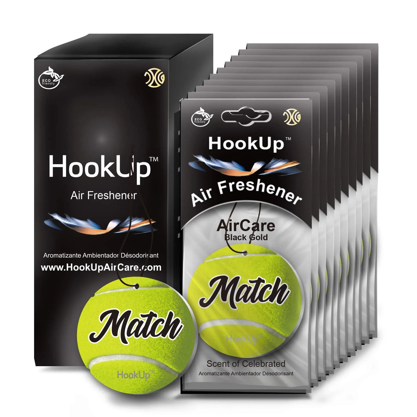 HookUp car air freshener premium scent hanging on rearview mirror