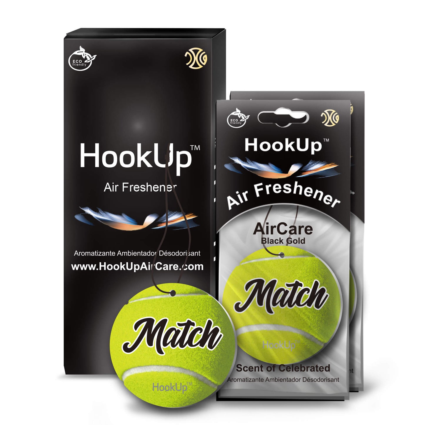 HookUp car air freshener premium scent hanging on rearview mirror