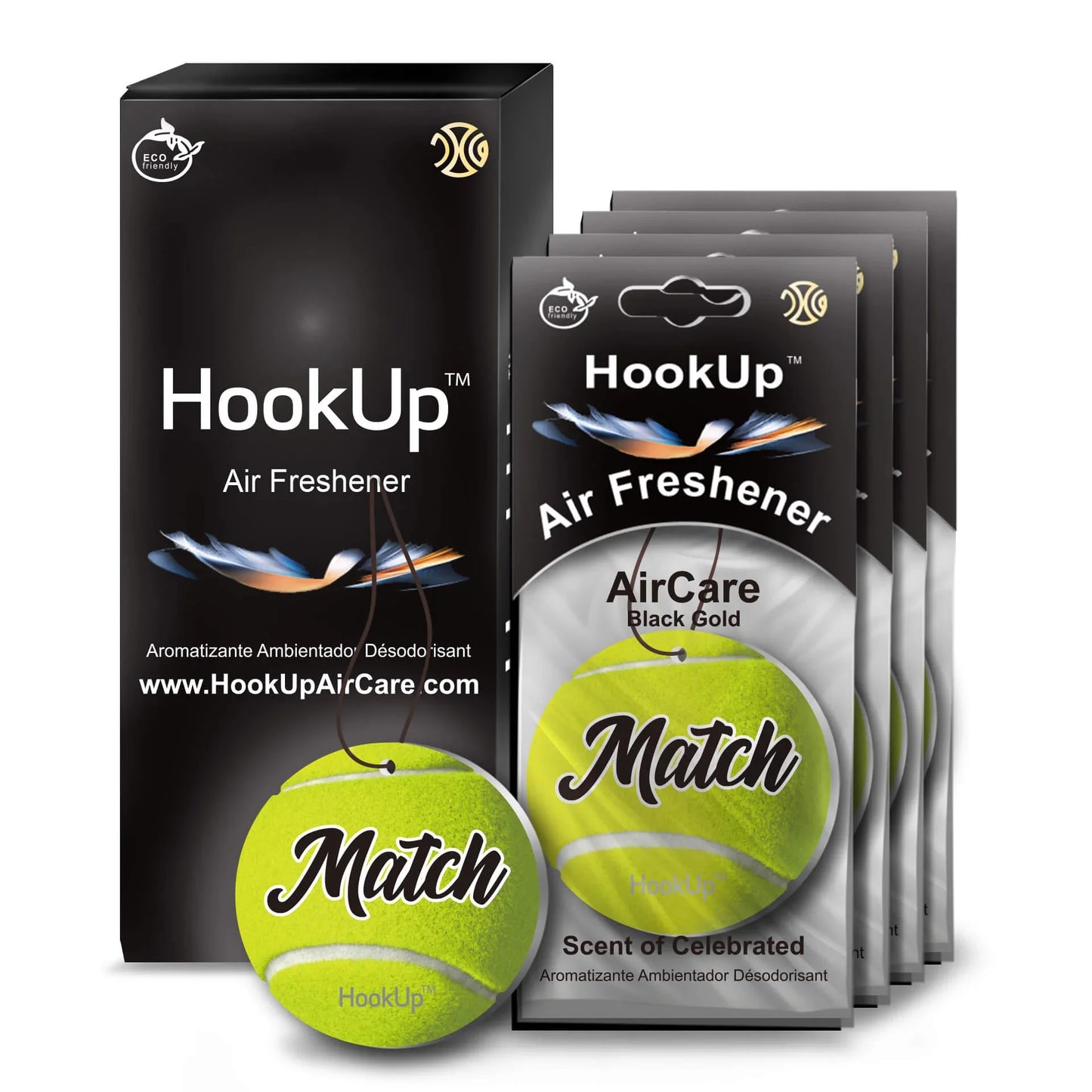 HookUp car air freshener premium scent hanging on rearview mirror