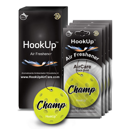 HookUp car air freshener premium scent hanging on rearview mirror