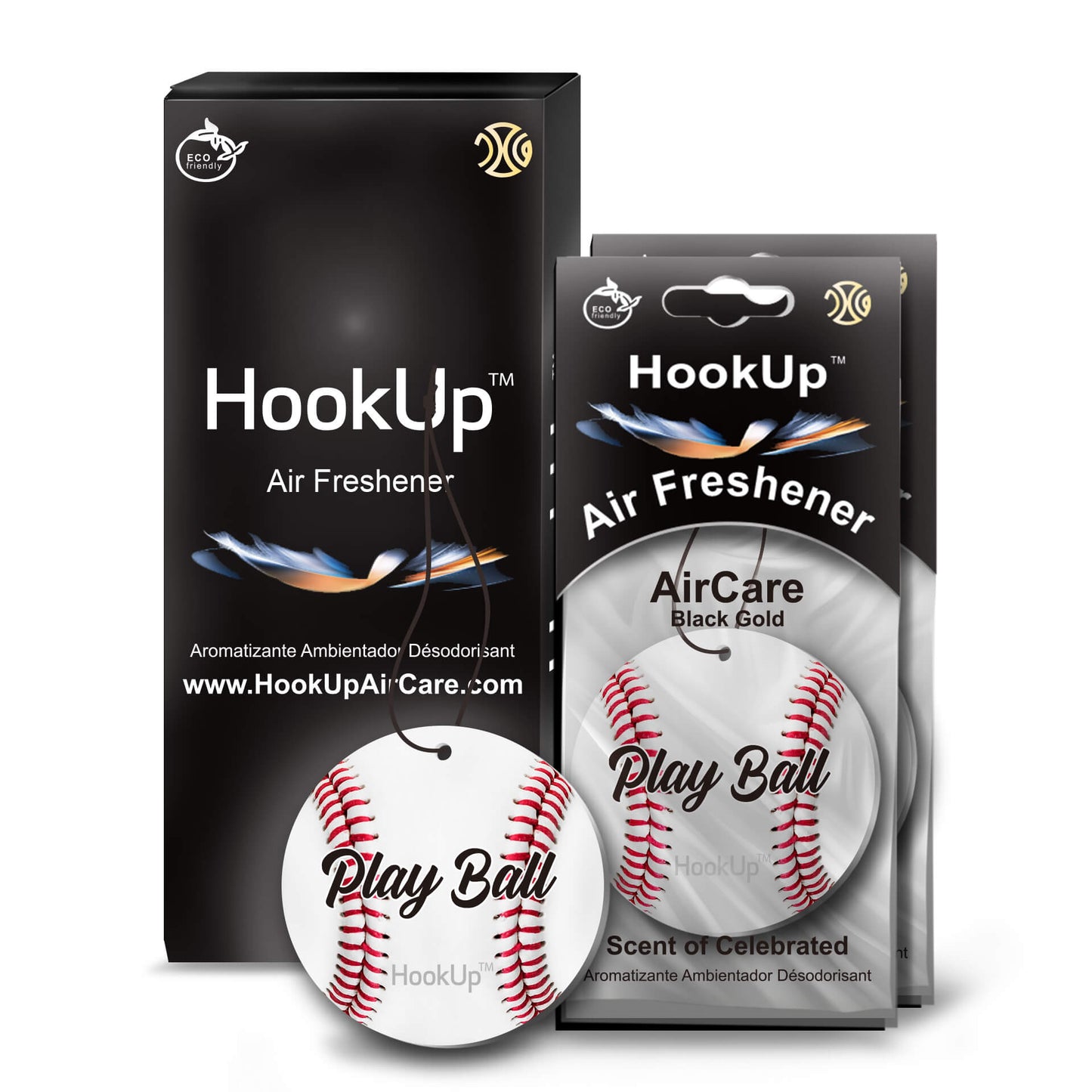 HookUp car air freshener premium scent hanging on rearview mirror