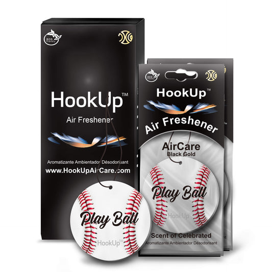 HookUp car air freshener premium scent hanging on rearview mirror