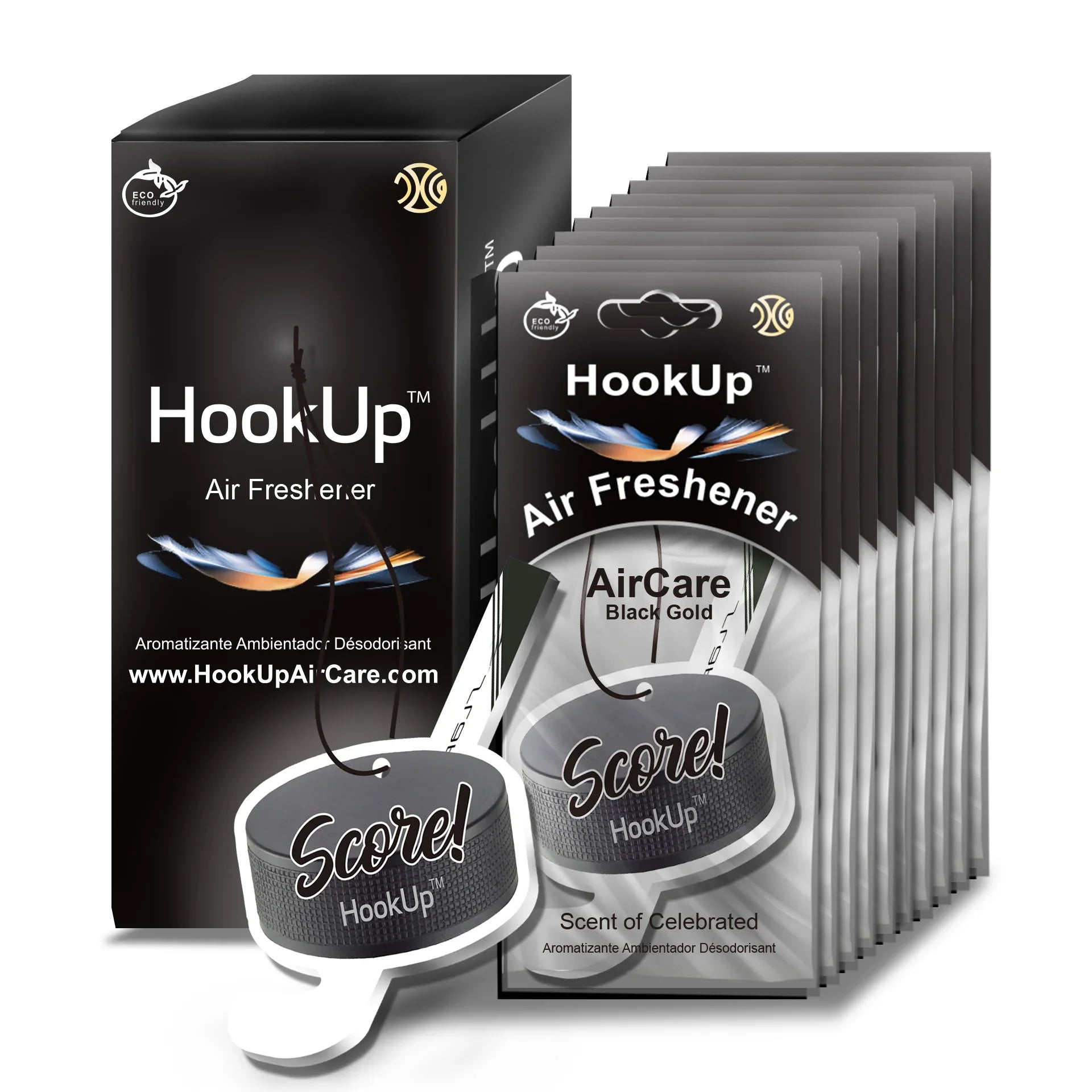 HookUp car air freshener premium scent hanging on rearview mirror