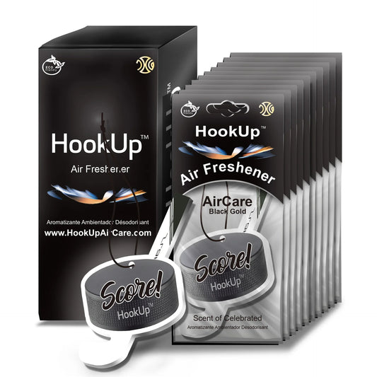 HookUp car air freshener premium scent hanging on rearview mirror
