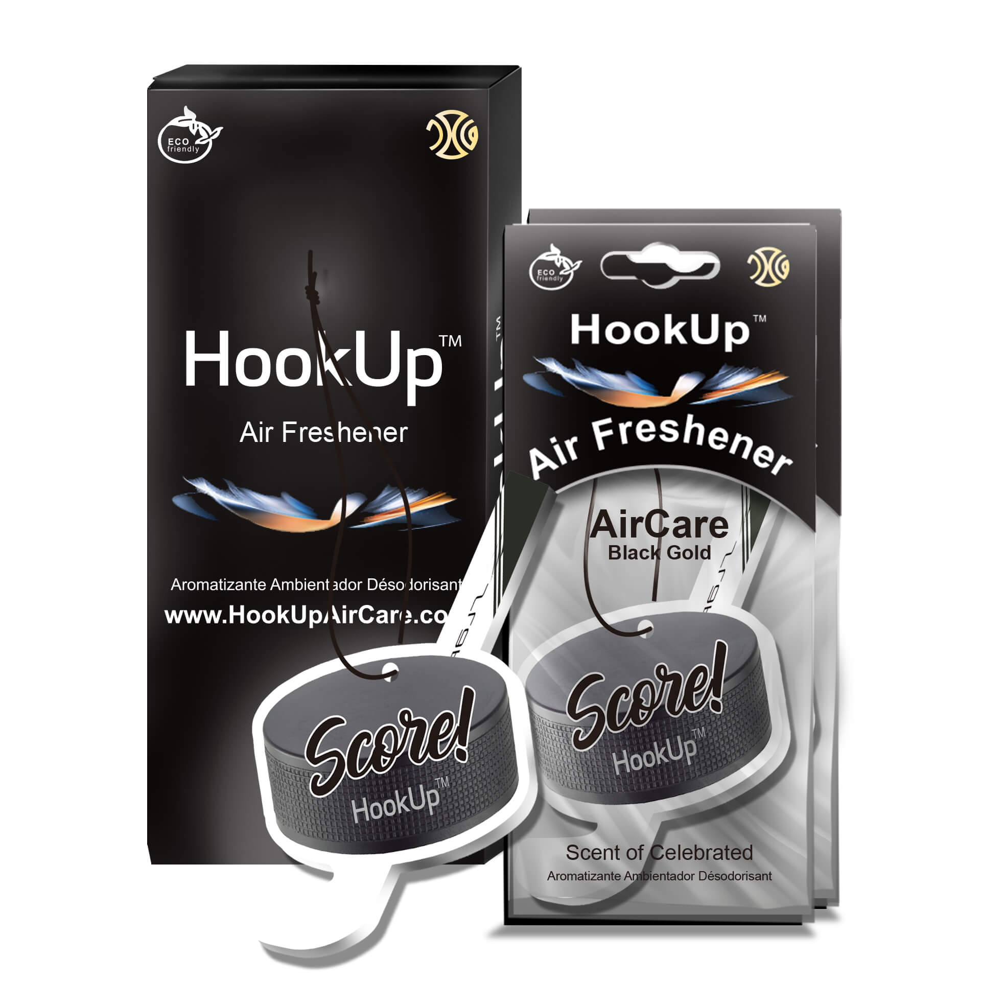 HookUp car air freshener premium scent hanging on rearview mirror