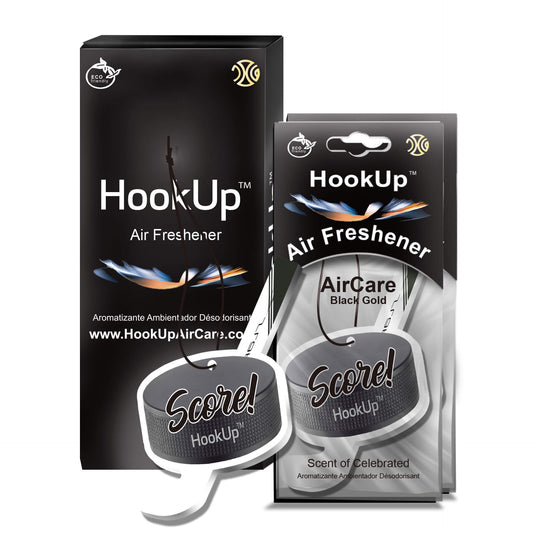 HookUp car air freshener premium scent hanging on rearview mirror