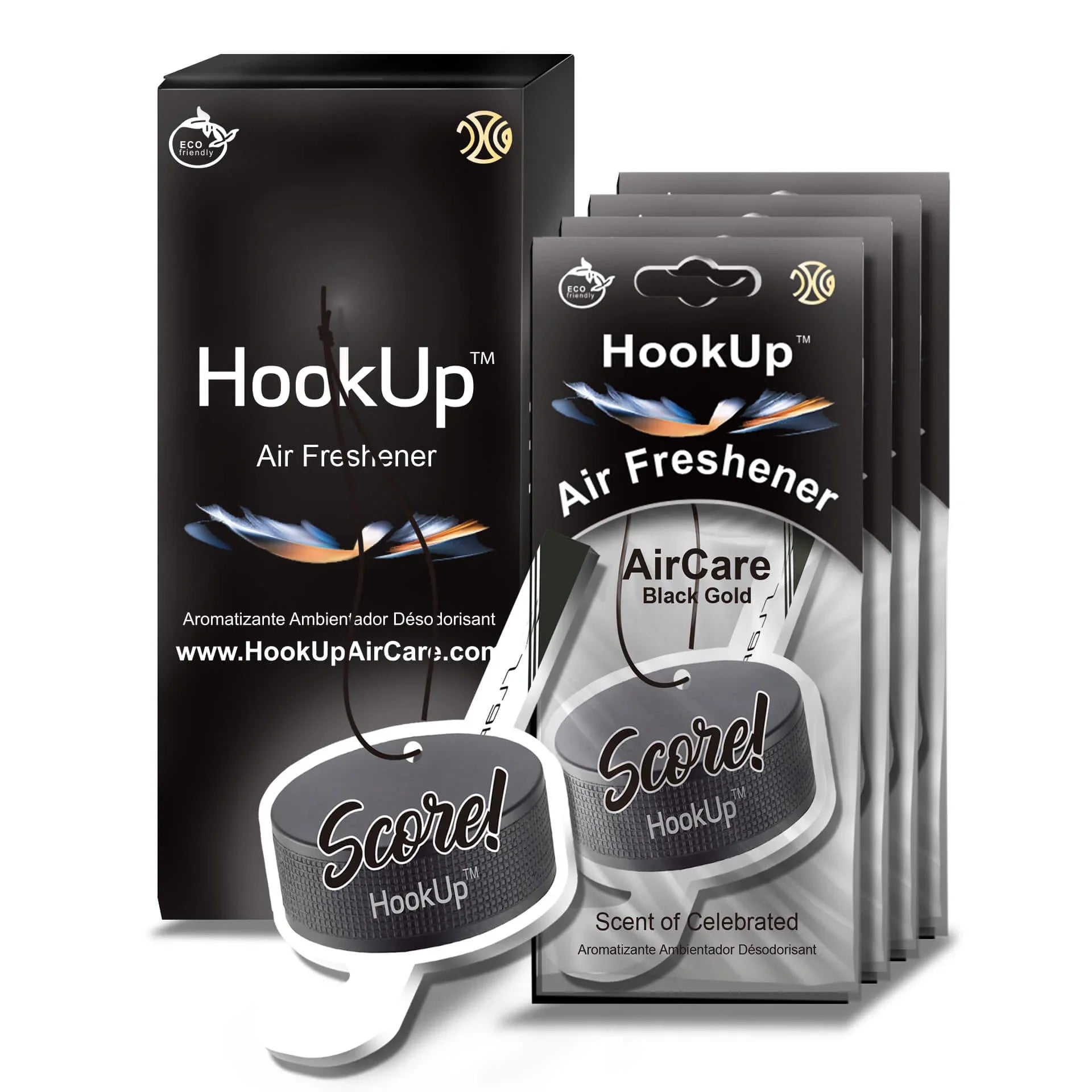 HookUp car air freshener premium scent hanging on rearview mirror