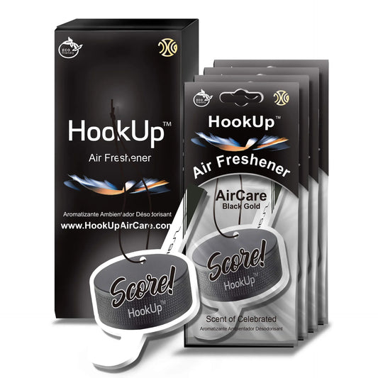 HookUp car air freshener premium scent hanging on rearview mirror