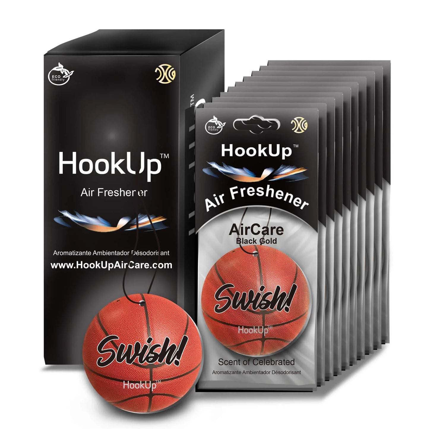 HookUp car air freshener premium scent hanging on rearview mirror