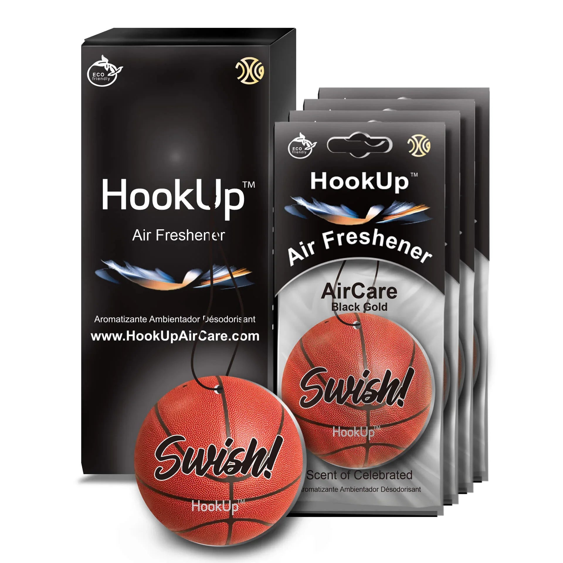 HookUp car air freshener premium scent hanging on rearview mirror